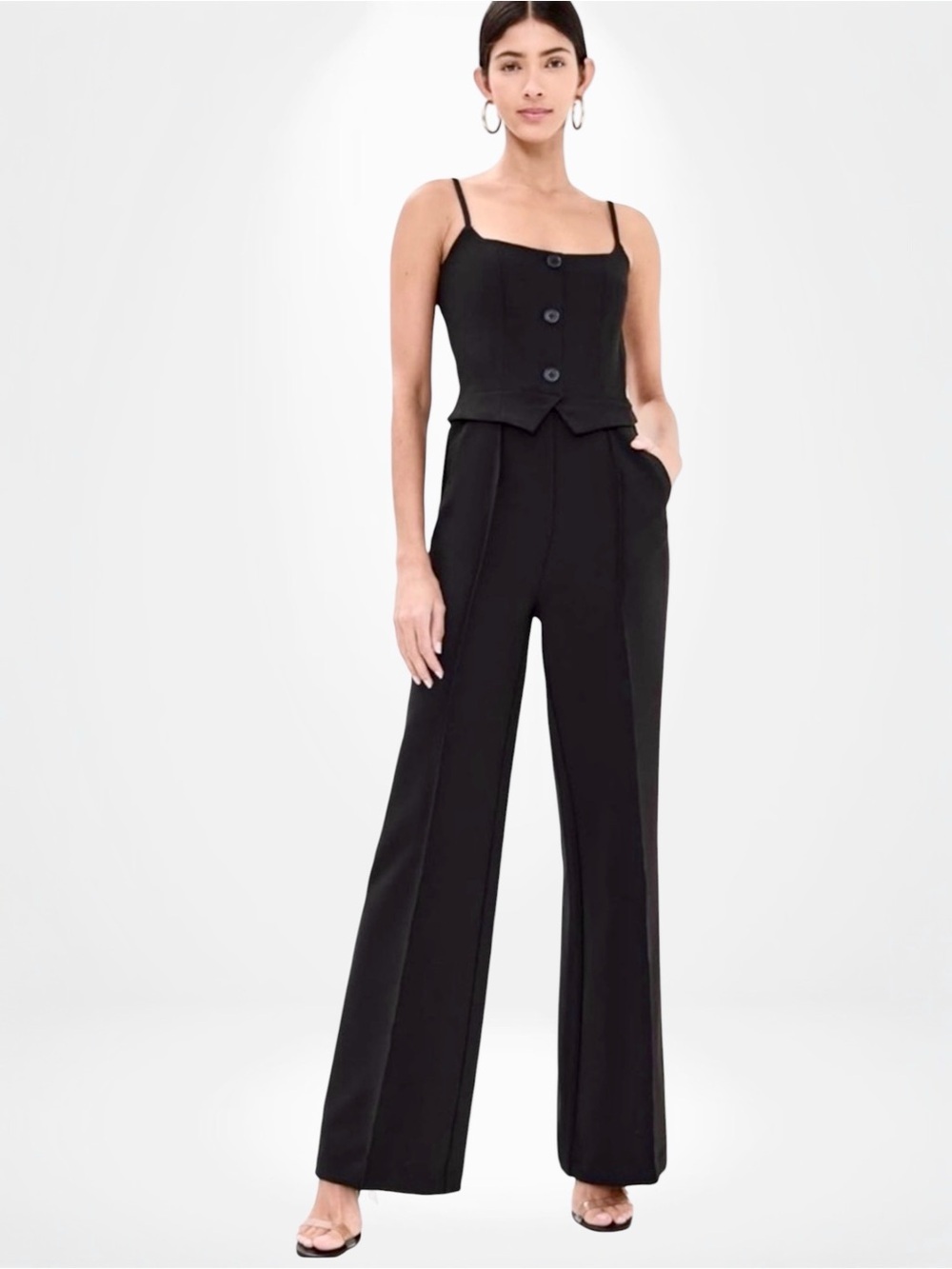 PISTOLA Denim Marcia Fitted Sleeveless Vest Pleated Pant Women’s Jumpsuit